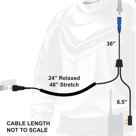 RUGGED Wired MOTO MAX Motorcycle Harness with Pre-Wired 2-Pin Rugged Handheld Radio Connector