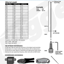 UHF & VHF Wide Band 1/4 Wave Antenna with Spring (132 - 525 MHz)