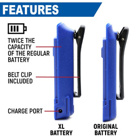 R1 Handheld Radio High Capacity Battery and Belt Clip